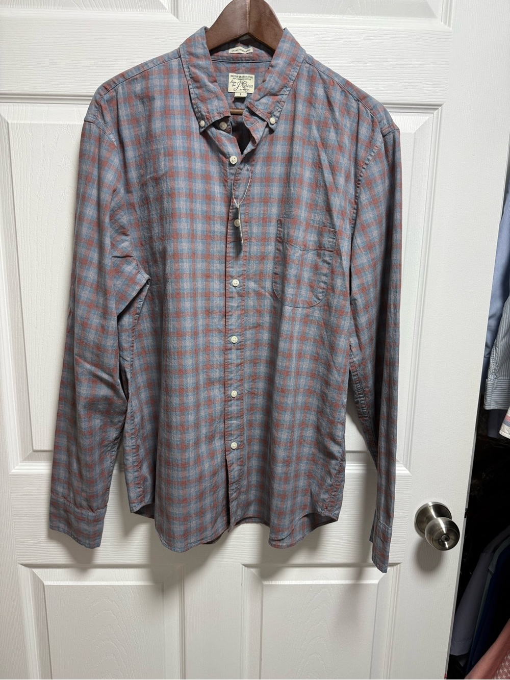 J. Crew Blue and Rust Plaid Button-Down Shirt NWT
